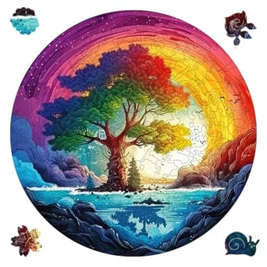 Reouinty Puzzles for Adults 500 Piece, Life Tree Rainbow Waterfall Jigsaw Puzzles, Natural Puzzle Royal Unique Shape Adult Puzzles, Irregular Wooden Puzzle Creative Gift for Adults(16.5 * 16.5 in)