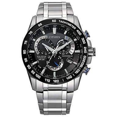 Citizen Men's Eco-Drive Sport Luxury PCAT Chronograph Super Titanium™ Watch, Power Reserve Indicator, Black Dial, 42mm (Model: CB5908-57E)