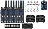 Motorola Solutions, Talkabout T802, Portable FRS Two Way Radio 8 Pack Walkie Talkies Blue/Black 22 Channels 4 Dual Charger Docks 8 PTT Earpieces