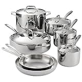 Tramontina Tri-Ply Clad Stainless Steel 12-Piece Cookware Set with Lids, Pots and Pans Kitchen Set, Induction-Ready, Dishwasher-Safe, NSF-Certified, Made in Brazil