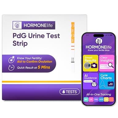 HORMONElife PdG Test Strips for Women – PDG Urine Tests to Confirm Ovulation, Easy at-Home Progesterone Metabolite Detection (6/12 Count) (6 Count)