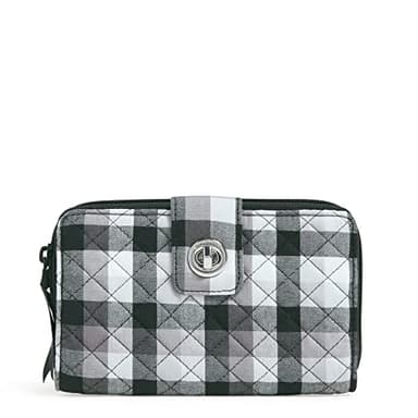 Vera Bradley Women's Cotton Turnlock Wallet With RFID Protection, Kingbird Plaid, One Size