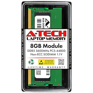 A-Tech 8GB DDR5 5600MHz PC5-44800 CL46 SODIMM 1.1V Non-ECC Unbuffered SO-DIMM 262-Pin Laptop Computer RAM Memory Upgrade Module