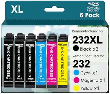 KERFOINK for 232XL Ink Cartridges Remanufactured for Epson 232XL Ink Cartridge Combo Pack 232 XL with Workforce WF-2930 WF-2950 Expression XP-4200 XP-4205 Printer (3 Black Cyan Yellow Magenta)