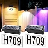 AUDERWIN Solar Fence Lights Outdoor Waterproof 1300mAh 12 Lighting Modes Solar Wall Lights for Outside Backyard Decor for Porch, House, Garage, Patio Decorations 2 Pack