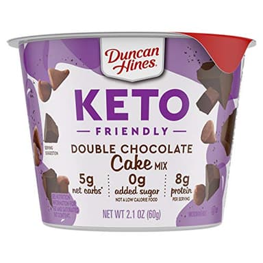 Duncan Hines Keto Friendly Double Chocolate Cake Mix Cup, Zero Added Sugar, Gluten Free, 2.1 oz.