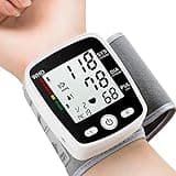 Blood Pressure Monitor Adjustable Wrist Cuff Digital Rechargeable Machine for Home Use with Voice Function, 2 x 90 Readings, Carrying Case, Black