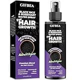 GIFBEA Organic Black Rice Water Hair Growth Serum Spray, 5 Fl Oz, Rosemary Scent, For All Hair Types, With Biotin, Castor Oil, Caffeine, Hair Loss Treatment