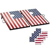 Cornhole Outdoor Games Set - Flag Cornhole Boards Design with 8 Cornhole Bags and Carry Handle - Great for Yard Outdoor Game Events - Choose Your Set