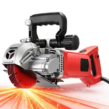 4200W Professional Electric Wall Chaser, Max 1.65"W & 1.6"D, 5" Wall Grooving Machine & Concrete Cutter, 110V Dust-Free Tool Kit with Pump, 5 Blades & Vacuum Adapters, UL Listed