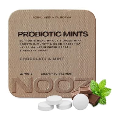 NOOZ Probiotic Mints - Gut & Oral Health Support - Chocolate & Mint | Boosts Immunity & Digestion, Freshens Breath - Sugar-Free, No Aspartame - Daily Wellness Support for Busy Lives, 25 Mints