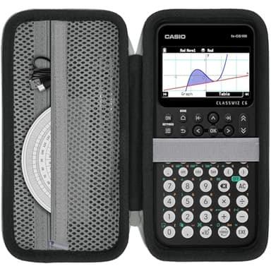 co2CREA Carrying Case for Casio fx-CG100 / fx-CG50 ClassWiz Color Graphing Calculator, Protective Storage Box with Mesh Pocket for Cables, Pencil, Ruler (Black)