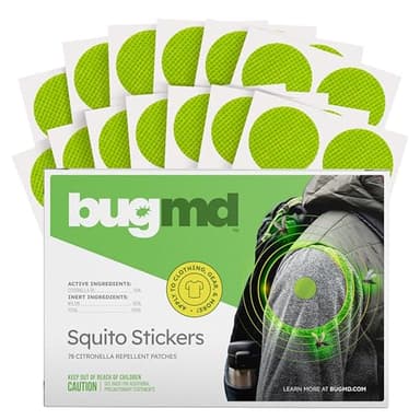 BugMD Squito Stickers Mosquito Repellent Patch Stickers for Adults (78 Patches), Safe & Effective Insect Repellent Patches for Toddlers, Kids, Camping, Beach & Outdoor Essentials
