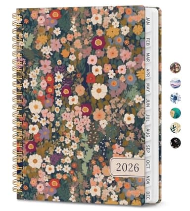 2026 Planner, Weekly and Monthly Planner for Women, January 2026 - December 2026, Hardcover 2026 Calendar Planner Book with Tabs, Inner Pocket, Spiral Bound, Perfect for Office Home School Supplies -A5 (6.3" x 8.5), Petals