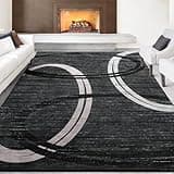 Kimicole Large Modern 5x8 Area Rug, Grey Abstract Big High Traffic Rugs for Living Room Bedroom Office Dining Room, Indoor Contemporary Wavy Circles Floor Geometric Carpet for Home Decor Aesthetic