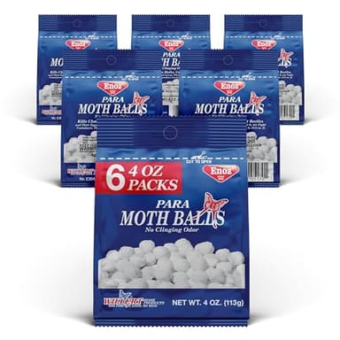 Enoz para Moth Balls for Closets and More - Kills Clothes Moths and Carpet Beetles - Moth Balls for Indoor Use - No Clinging Odor - 4 Oz, 6 Pack