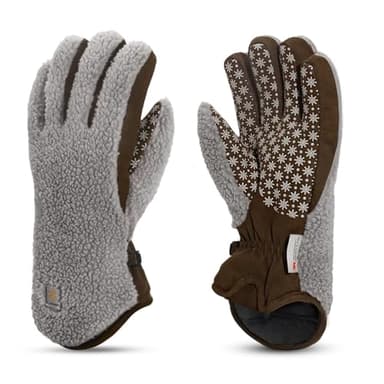 Jökulríki Women's Sherpa Gloves Warm Gloves for Cold Weather Winter (Taupe, Medium)