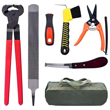 HNONPW 14 inch Horse Farrier Tool Kits - 6Pcs Professional Hoof Trimming Farrier Tools, Can Easily Trim the Hooves of Horses, Cows, Sheep, Donkeys and Other Medium-Sized Animals