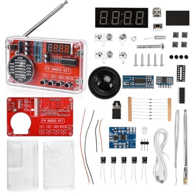 Diymore DIY FM Radio Kit, Soldering Practice Electronics Project, Transparent Case, with PCB, Speaker, Digital Display, for Beginners & STEM Learning