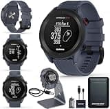 Garmin Approach S12 Golf Watch, Preloaded, 42k CourseView Maps, Scorekeeping Functionality, Uploads Scores to Garmin Golf App, Sunlight Readable Display - Signature Stand Power Bundle