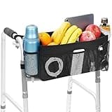 CTWWFS Upgrade Walker Basket with Cup Holder, Foldable Walker Storage Bag for Seniors with Big Capacity & Never Tipping Over, Best Gift for Family