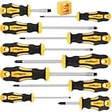 HORUSDY 11-Pieces Magnetic Screw driver, Magnetic 5 Phillips and 5 Flat Head Tips for Fastening and Loosening Seized