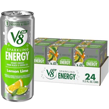 V8 +ENERGY Lemon Lime Energy Drink, Made with Real Vegetable and Fruit Juices, 11.5 FL OZ Can (6 Packs of 4)