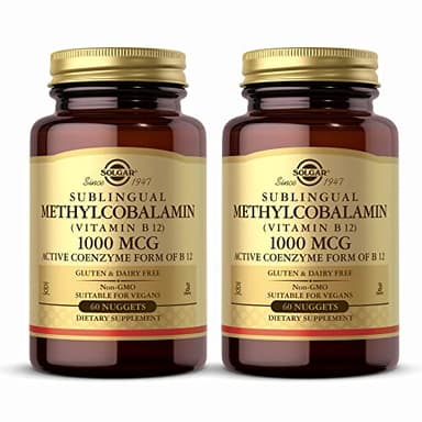 Solgar Methylcobalamin (Vitamin B12) 1000 mcg - 60 Nuggets, Pack of 2 - Supports Energy Metabolism - Non-GMO, Vegan, Gluten Free, Dairy Free, Kosher - 120 Total Servings