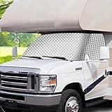 Komsepor RV Windshield Cover Compatible with Ford Class C 1997-2024 RV Front Window 4 Layers Class C Motorhome Cover 27 Foot Temperature Control Sunshade/Snow Cover Upgraded Strong Magnet