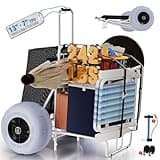 PYY Beach Cart with Big Balloon Wheels for Sand, Foldable Wagon Dolly Buggy Trolley with 242 Lbs Loading Capacity, 13" Large Rolling Tires, Collapsible Storage Bag for Outdoor Fishing Camping Shopping