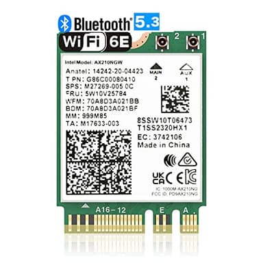 WiFi 6E AX210 NGW Wireless Card M.2 2230/NGFF WiFi 6E Laptop Module with Bluetooth 5.3, 5400Mbps Tri-Band AX210 WiFi Chip Adapter, MU-MIMO, Ultra-Low Latency, Supports Windows 11/10 (64bit)