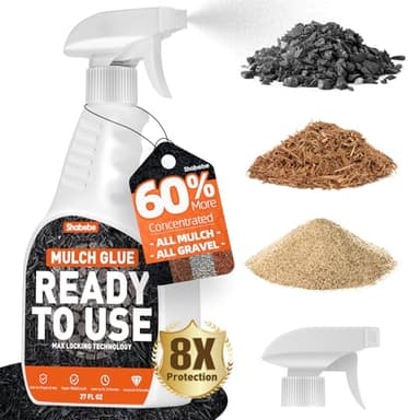 Shabebe Mulch Glue with Sprayer -Ready to Use Binder for Landscaping, Fast-Dry No Dilution Landscape Glue Spray for Rocks, Binder, Mulch Lock and Pea Gravel Stabilizer 27OZ