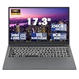 IJKKJI 17 Inch Laptop with Backlit Keyboard, Full-Size Large Font Keyboard, Intel Celeron N5095, 8GB RAM 256GB SSD, Computers with Windows 11, Type-C, Webcam, Dual Wi-Fi, Buletooth 4.2