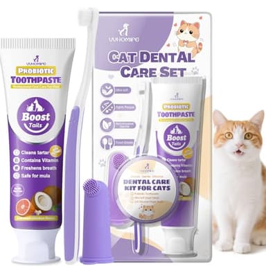 Cat Toothbrush and Toothpaste Kit - Includes Toothpaste (Coconut Chicken 2.5 oz.) Soft Brush, Finger Brush - Provides Safe and Effective Oral Care for Kittens and Adult Cats