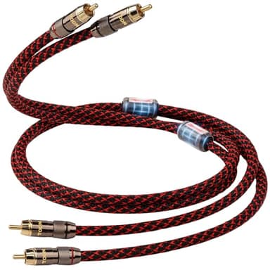TODN RCA Cables for Audiophile 3ft HiFi Stereo Shielded RCA to RCA Audio Cable for Car, Subwoofer, 4-Core OFC, 5μ Gold Plated Plug (3 foot/1m, 1 Pair)