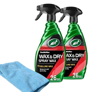 Turtle Wax 50834 1-Step Wax and Dry, Quick and Easiest Step to High Shine, for Cars, Trucks, Motorcycles and RVs, 26 oz. Double Pack with Microfiber Towel