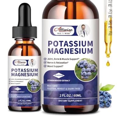 Alliwise 2 Pack Potassium Magnesium Supplement Liquid - High Absorption Calm Magnesium Complex & Potassium Plus Calcium, Vitamin D3, Zinc for Leg Cramps & Bone & Energy & Immune Support - 4 Fl oz