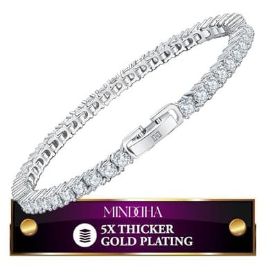 MINDDHA Tennis Bracelet – 3mm Elegant Cubic Zirconia Tennis Bracelet for Women, Thin, Dainty, & Classic, Silver Color, Size 7.5 Inch