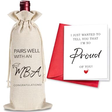 YAANUNULU Mba Graduation Wine Bag Gifts for Her Him, Graduation Party Decorations for College Graduates Party, Pairs Well with Mba Degree Wine Bags