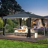[Upgraded] 10x12 Gazebo with Mosquito Netting,Sturdy Metal Outdoor Patio Gazebo[Heavy Duty Frame],Gazebos Canopy Tent with Dual Air Roof,Patio Canopy Gazebos,Wind Resistant/Waterproof for Deck