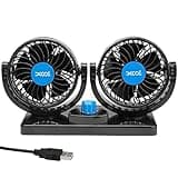 XOOL Car Fan, USB Portable Cooling Air Fan for Car, 360 Degree Rotatable Dual Head Desk Fans with 2 Speed Strong Wind for Dashboard SUV, RV, Vehicles, Boat, Home & Office - USB Powered