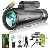 12X50 HD Monocular Telescope High Powered with Smartphone Adapter &Tripod - BAK4 Prism Monocular for Wildlife Bird Watching Hunting Travel Camping Stargazing Hiking(Black)