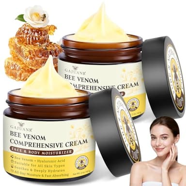 GAJUANR Bee Venom Moisturizing Cream, All-in-One Nourishing Cream with Hyaluronic Acid, Lightweight Texture for Daily Use, 60g * 2PCS
