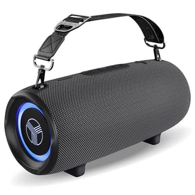 TREBLAB HD-Max - Large Bluetooth Speaker, Loud 60W Stereo Sound, Powerful Bass, 20H Battery, IPX7 Waterproof, Powerbank, USB-C, RGB Lights, Portable Wireless Speaker with Dual Pairing (Renewed)