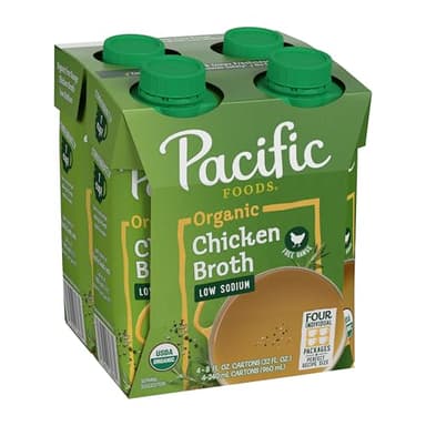 Pacific Foods, Organic Broth Chicken Low Sodium, 8 Ounce, 4 Pack