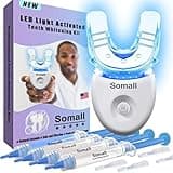 Somall Teeth Whitening Kit - Blue LED Light with 35% Carbamide Peroxide, (3) 3ml Gel Syringes, (1) Remineralization Gel & Tray