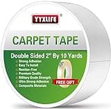 YYXLIFE Double Sided Removable Rug Tape - Carpet Adhesive for Hardwood Floors,Non Slip Anti Curling Floor Tape for Area Rugs,Mats,Carpets - No Residue Strong Hold for Tile, 2Inch x 10Yards,White