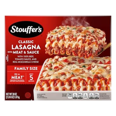 Stouffer’s Classic Lasagna with Meat and Sauce, Family Size, Easy Frozen Dinners, Family Lasagna, Meat Lasagna, Oven Ready Lasagna, Family Frozen Meals