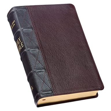 KJV Holy Bible, Giant Print Standard Size Premium Full Grain Leather Red Letter Edition - Thumb Index & Ribbon Marker, King James Version, Burgundy/Mahogany (KJV Standard GP Editions)