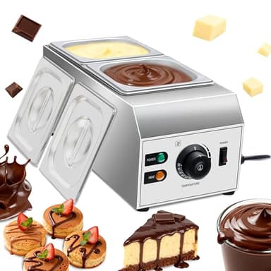 Chocolate Melting Pot 2-Tanks Commercial Chocolate Tempering Machine Chocolate Tempering Pot 1000W Electric Chocolate Melter Pot Chocolate Warmer for Milk Coffee Cheese